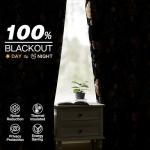 XiDi Navy Blue Vintage Floral Patterned Curtains Blackout 84 Inches Long 2 Panels for Bedroom Living Room Thermal Insulated Luxury Modern Curtains with Botanical Leaf Printed Design Grommet Drapes