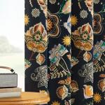 XiDi Navy Blue Vintage Floral Patterned Curtains Blackout 84 Inches Long 2 Panels for Bedroom Living Room Thermal Insulated Luxury Modern Curtains with Botanical Leaf Printed Design Grommet Drapes