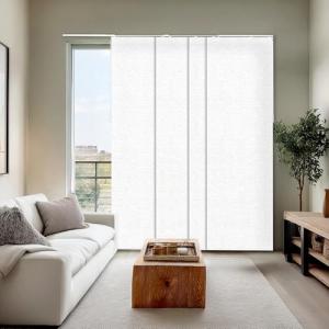 CHICOLOGY Panel Track Blinds for Sliding Glass Doors, Adjustable Vertical Blinds & Room Divider, Chalk White, 46"–86" W x Up to 96" H