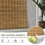 LazBlinds Cordless Bamboo Roman Shades, Privacy Blinds for Interior Windows, Room Darkening Roll Up Bamboo Blinds for Home & Patio, 22.5" W x 48" H, Highfield Teak