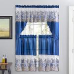 American Linen 3 Piece Sequin Embroidered Window Curtain Set – Valance and Tiers – Kitchen, Living Room, or Bathroom Curtains