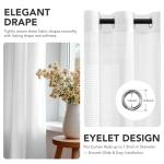Deconovo Sheer Curtains for Living Room 2 Panels – White Textured Voile Drapes with Grommet – Light Filtering Privacy Window Curtains for Bedroom & Dining Room, 52 x 84 Inches