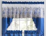 American Linen 3 Piece Sequin Embroidered Window Curtain Set – Valance and Tiers – Kitchen, Living Room, or Bathroom Curtains