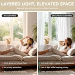 Deconovo Sheer Curtains for Living Room 2 Panels – White Textured Voile Drapes with Grommet – Light Filtering Privacy Window Curtains for Bedroom & Dining Room, 52 x 84 Inches