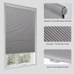Tonature No Drill Cellular Shades for Indoor Windows, Thermal Insulating & Noise Reducing Honeycomb Blinds, Free Stop Cordless Blackout Shades, Grey, 22" W x 64" H