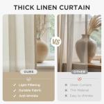 Joydeco Linen Curtains for Living Room,Light Filtering Rod Pocket Back Tab Semi Sheer Drapes Window Long Curtains 90 inches Long Ivory