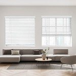 DEZ FURNISHINGS Cordless 2" Faux Wood Blind, 46" W x 48" H, White