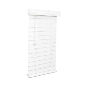 LOTUS & WINDOWARE 2.5-inch Cordless Faux Wood Blind, Plantation Style, 36" Wide x 48" Long, Smooth, Bright White – for Living Room, Bedroom, Interior Door Windows