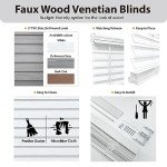 DEZ FURNISHINGS Cordless 2" Faux Wood Blind, 46" W x 48" H, White