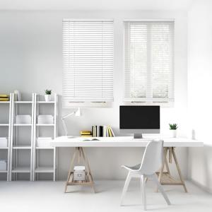 DEZ FURNISHINGS Cordless 1" Signature Mini Blind with Flexible Slats, 46" W x 48" H, Pearl White