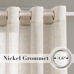 H.VERSAILTEX Natural Linen Sheer Curtains Flax Linen Blended Curtain Panels Living Room Sheer Curtains 84 inches Long 2 Panels, Nickel Grommet Semitransparent Semi-Sheer Soft Privacy Drapes, Natural