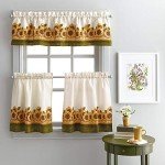 Curtainworks Sunflower Garden Window Kitchen Curtain Tier and Valance, Yellow, 36-Inch Tier Set