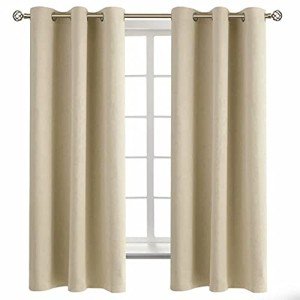 BGment Beige Room Darkening Curtains 63 Inches Long 2 Panels Set, Sunlight Blocking Thermal Insulated Grommet Window Treatment Drapes for Bedroom, Each Panel 42 x 63 Inch