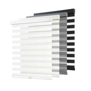 AOSKY Cordless Zebra Blinds for Windows Pull Down Roller Window Shades Dual Layer Light Filtering Privacy for Day and Night, Free-Stop Door Shades for Home Easy to Install (34" W X 72" H, White)