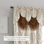 Elegant Comfort Luxurious Beautiful Curtain Panel Set with Attached Valance and Backing 54" X 84 inch (Set of 2), Beige