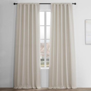 HPD Half Price Drapes Faux Linen Textured Room Darkening Curtains for Bedroom 84 Inches Long (1 Panel), 50W X 84L Curtains for Living Room Home Decor, Birch