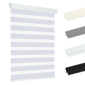 Allesin Zen Cordless Zebra Blinds for Windows, Dual Layer Blackout for Day and Night, Easy to Install, Safe for Child and Pets, Perfect for Home, Office, White, 22" W x 48" H