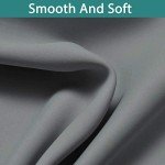 Yakamok 100% Blackout Curtains 84 Inches Long, 2 Thick Layers Heat and Full Light Blocking Soft Thermal Insulated Drapes for Bedroom(52" Wide Each Panel, Grey, 2 Panels)