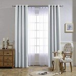 NICETOWN Room Darkening Curtains for Living Room - Easy Care Solid Thermal Insulated Grommet Panels/Drapes for Bedroom (2 Panels, 52 by 84, Greyish White)