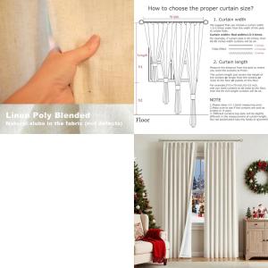 Natural Pleated Room-Darkening Curtains, Linen Blend, 90 Length, 2 Panels, 40 Wide for Living Room and Bedroom, Insulated Pleate