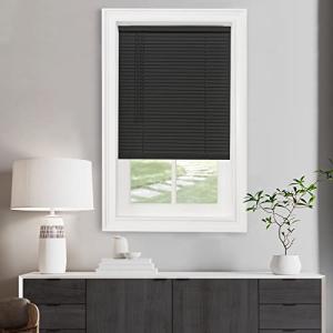 Cordless Light Filtering Mini Blind - 23 Inch Width, 48 Inch Length, 1" Slat Size - Black - Cordless GII Morningstar Horizontal Windows Blinds for Interior by Achim Home Decor