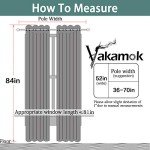 Yakamok 100% Blackout Curtains 84 Inches Long, 2 Thick Layers Heat and Full Light Blocking Soft Thermal Insulated Drapes for Bedroom(52" Wide Each Panel, Grey, 2 Panels)