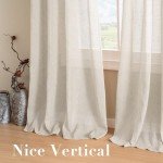 H.VERSAILTEX Curtains 96 inches Long Linen Curtains/Natural Linen Blended Sheer Curtain/Panels/Drapes for Living Room, Home Decorative Privacy Window Treatment Nickel Grommets, Natural