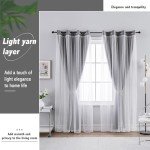 Anytime Home Curtains Blackout and Sheer Layered Solid Window Curtain Panel Pair with Grommet Top, 52Wx84L,Grey