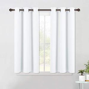 NICETOWN Window Draperies Curtains Panels - Blocking Out 50% Sunlight Curtains, Grommet Top Small Window Drapes for Bedroom (2 Panels, 42 by 45, White)