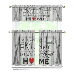 Sunopas Kitchen Rules Curtains Valances and Tiers Set for Windows, Cafe Bathroom Window Curtain Valance 3 Piece Sets,Kitchen Decor for Living Room,54"x 36"