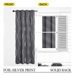 NICETOWN Grey Blackout Curtains 84 inch Length 2 Panels Set for Bedroom/Living Room, Noise Reducing Thermal Insulated Wave Line Foil Print Drapes for Patio Sliding Glass Door (52 x 84, Gray)