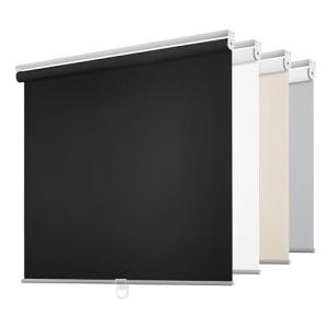 ChrisDowa Cordless Free-Stop 100% Blackout Blinds for Windows, Roller Windows Shades with Thermal Insulated, UV Protection Fabric for Living Room, Office and Home. Easy to Install.Black,34" W X 72" H