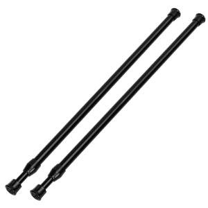 Ginbel Direct 2 Pack Tension Curtain Rod 15.7-28 Inch, Small Short Adjustable Extendable Spring Loaded Rods for Windows Cabinet Blinds Closet Bedroom Kitchen Bathroom Door No Drilling, Black
