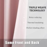 DUALIFE Pink Curtains for Bedroom 72 Inch Length Darkening Curtains for Girls Room Decoration Baby Pink Thermal Insulated Blackout Window Drape 42''x72'' Set of 2 Panels Grommet Top