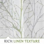 FMFUNCTEX Linen Semi Sheer Curtains for Bedroom, Sage Green White Curtains 72 Inches Long for Living Room, Grey Tree Branch PPrint Curtain Light Filtering Farmhouse Window Drapes, Grommet Top 2 Panels