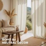 Joydeco Linen Curtains 2 Panel Set,Light Filtering, Ivory on Linen Curtains 96 Inch Curtains for Living Room, Cream Drapes 96 Inches Long Rod Pocket Back Tab Curtains (96" L x 52" W)