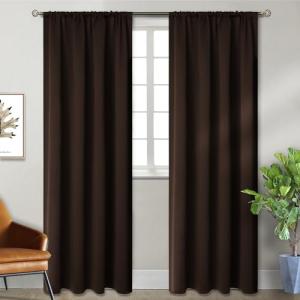 BGment Brown Blackout Curtains 84 Inch Length for Bedroom - Rod Pocket Thermal Insulated Room Darkening Drapes Blinds for Living Room Dining Room Privacy, 52 x 84 Inch, 2 Panels