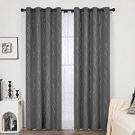 Deconovo Blackout Curtains - Silver Wave Dots Print, Thermal Insulated, Noise Reducing, Privacy Drapes for Bedroom & Living Room (52W x 84L Inch, Grey/Silver, 2 Panels)