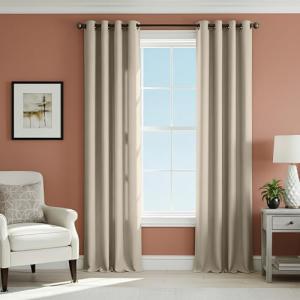 DECOLURE Linen Blackout Curtains - SunShield 84 Inches Long Black Out Curtains for Living Room and Bedroom Windows - Luxury Faux Linen, 2 Panels Set, Ultra Durable - 84 Length x 52 in (Natural)