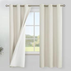 YoungsTex Linen Blackout Curtains 63 Inch Length for Bedroom, Full Room Darkening Window Drapes with Grommet for Living Room Thermal Insulated Faux Burlap Blinds, 2 Panels, 42 X 63 Inch, Linen
