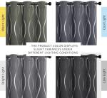 NICETOWN Grey Blackout Curtains 84 inch Length 2 Panels Set for Bedroom/Living Room, Noise Reducing Thermal Insulated Wave Line Foil Print Drapes for Patio Sliding Glass Door (52 x 84, Gray)