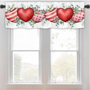 Gosuoa Valentines Love Heart Curtains Valances, 54 x 18 Inch Rod Pocket Valentines Day Curtains for Kitchen Living Room Bedroom