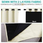 NICETOWN Living Room Completely Shaded Draperies, Privacy Protection & Noise Reducing Ring Top Drapes, Black Lined Insulated Window Treatment Curtain Panels (Beige, 2 Pieces, W52 x L84)