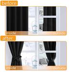 Hiasan Blackout Curtains for Bedroom, 60 x 63 Inches Length - Thermal Insulated & Noise reducing Window Curtains for Living Room, 2 Drape Panels Sewn with Tiebacks, Black