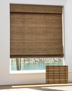 UNISHADES Cordless Bamboo Roman Shades for Windows, Blinds Size (22.5" W ×48" H) Colour (Highfield Teak)