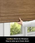 UNISHADES Cordless Bamboo Roman Shades for Windows, Blinds Size (22.5" W ×48" H) Colour (Highfield Teak)