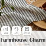 jinchan Striped Linen Kitchen Curtains 24 Inches Tier Curtains Farmhouse Modern Cafe Style Small Window Treatments Airy Light Filtering Rod Pocket for Living Room Bathroom 2 Panels Charcoal Grey