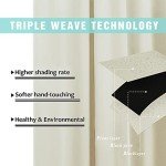 NICETOWN Living Room Completely Shaded Draperies, Privacy Protection & Noise Reducing Ring Top Drapes, Black Lined Insulated Window Treatment Curtain Panels (Beige, 2 Pieces, W52 x L84)