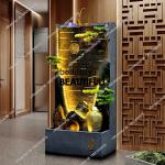SSWater curtain wall lucky flowing water ornament rockery fountain living room entrance screen, decorative floor landscapeNew Go
