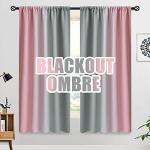 COSVIYA Ombre Room Darkening Pink and Grey Curtains 63 inches Length for Girls Bedroom, Light Blocking 2 Tone Reversible Rod Pocket Gradient Window Drapes for Living Room,2 Panels, 52 inches Wide